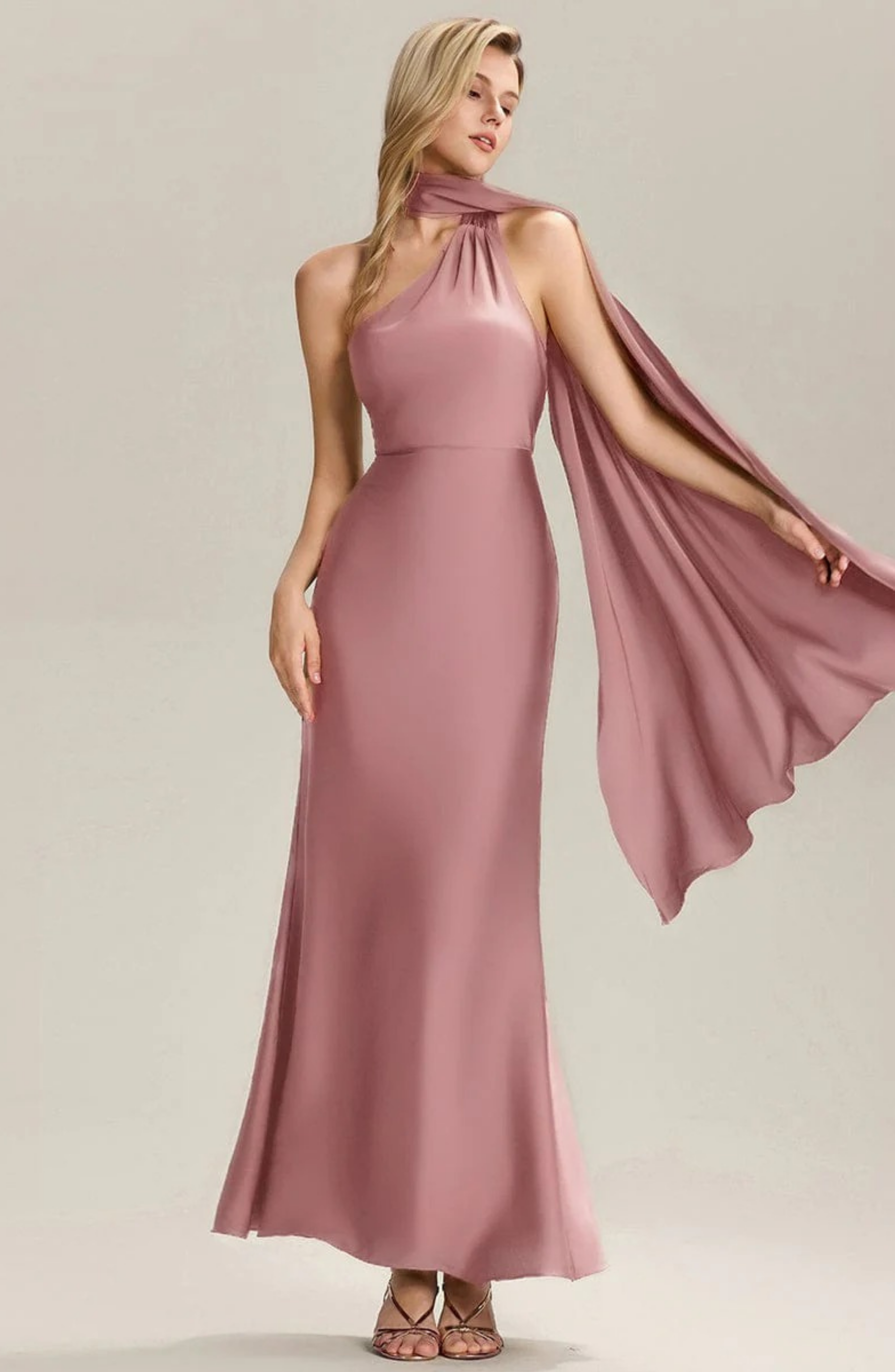 Flowing Ribbons Satin Sleeveless Bridesmaid Dress, Purple Orchid / L Flowing Ribbons Satin Sleeveless Bridesmaid Dress, Purple Orchid / L
