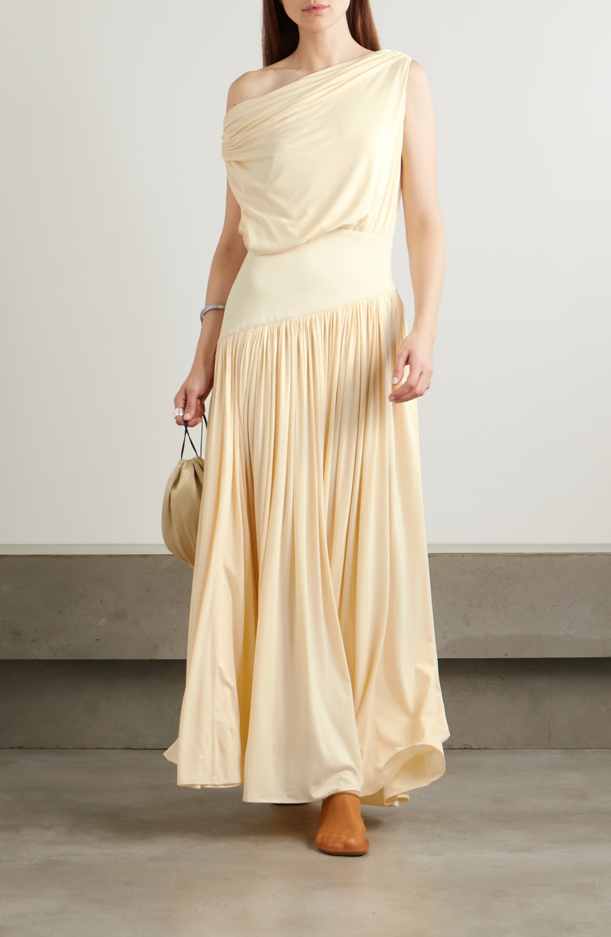 One-Shoulder Asymmetric Bamboo Maxi Dress – Lyséa