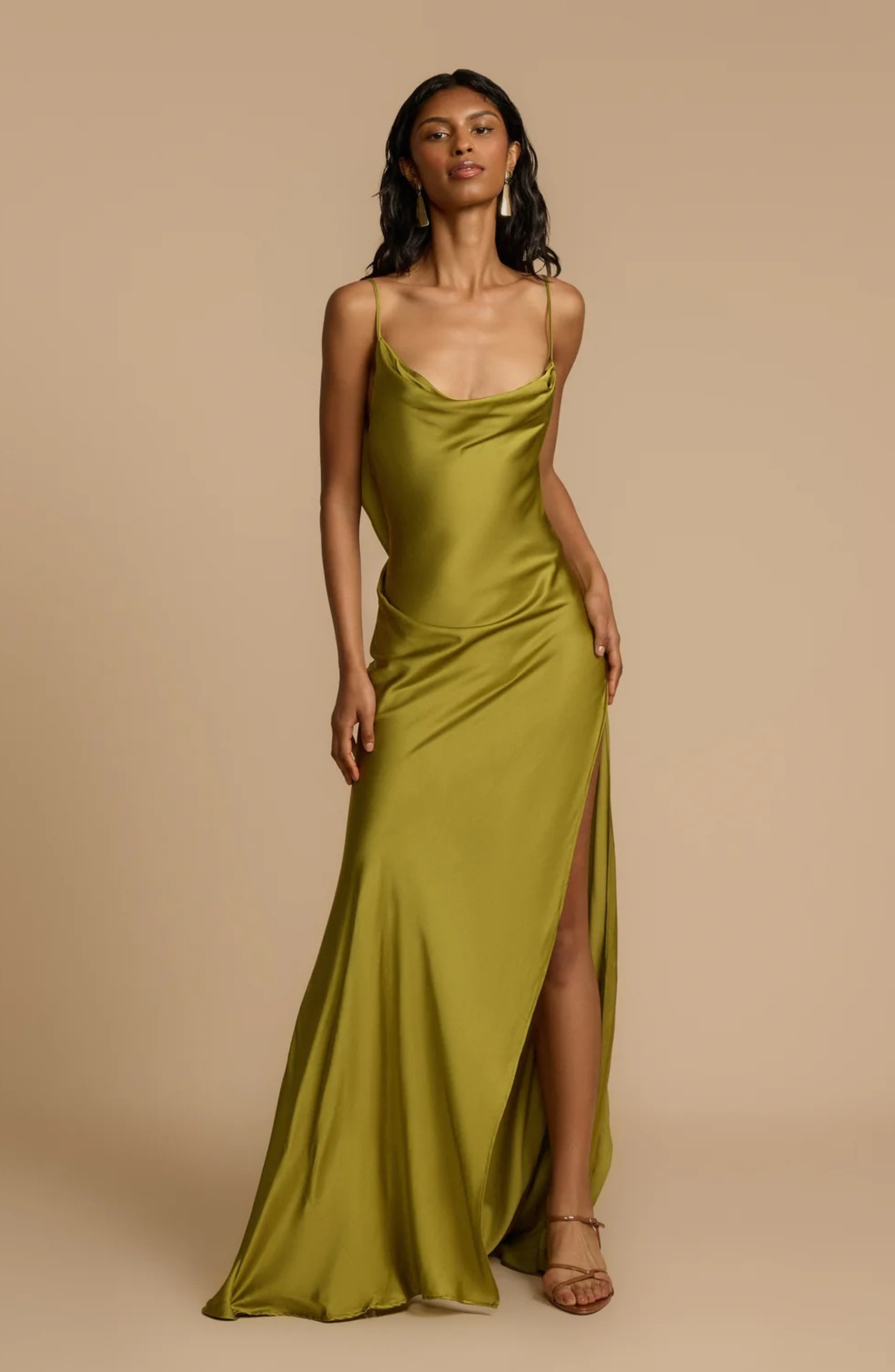 Satin Side High Slit Maxi Dress