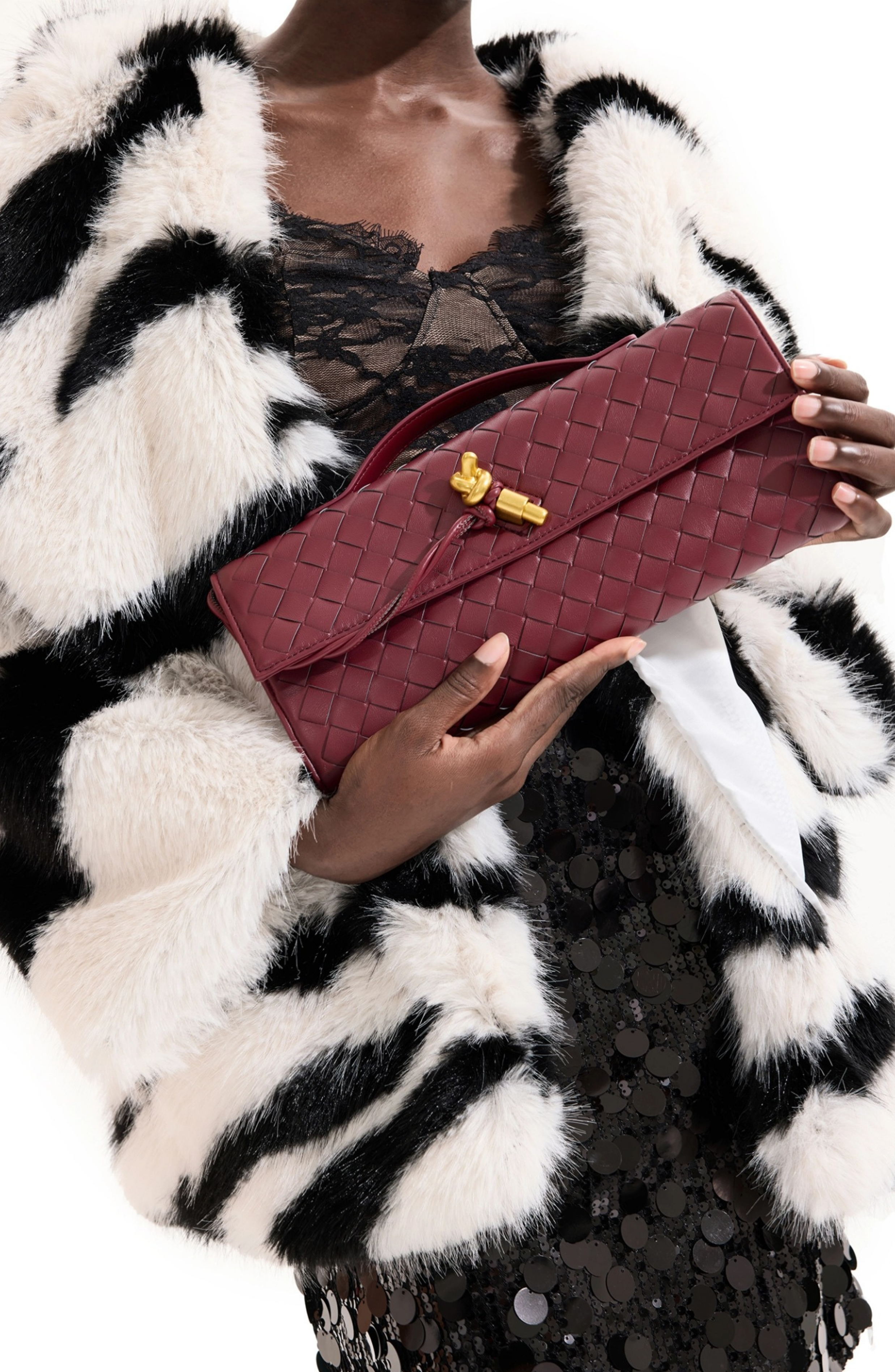 Solid Faux Leather Tote Clutches Bag