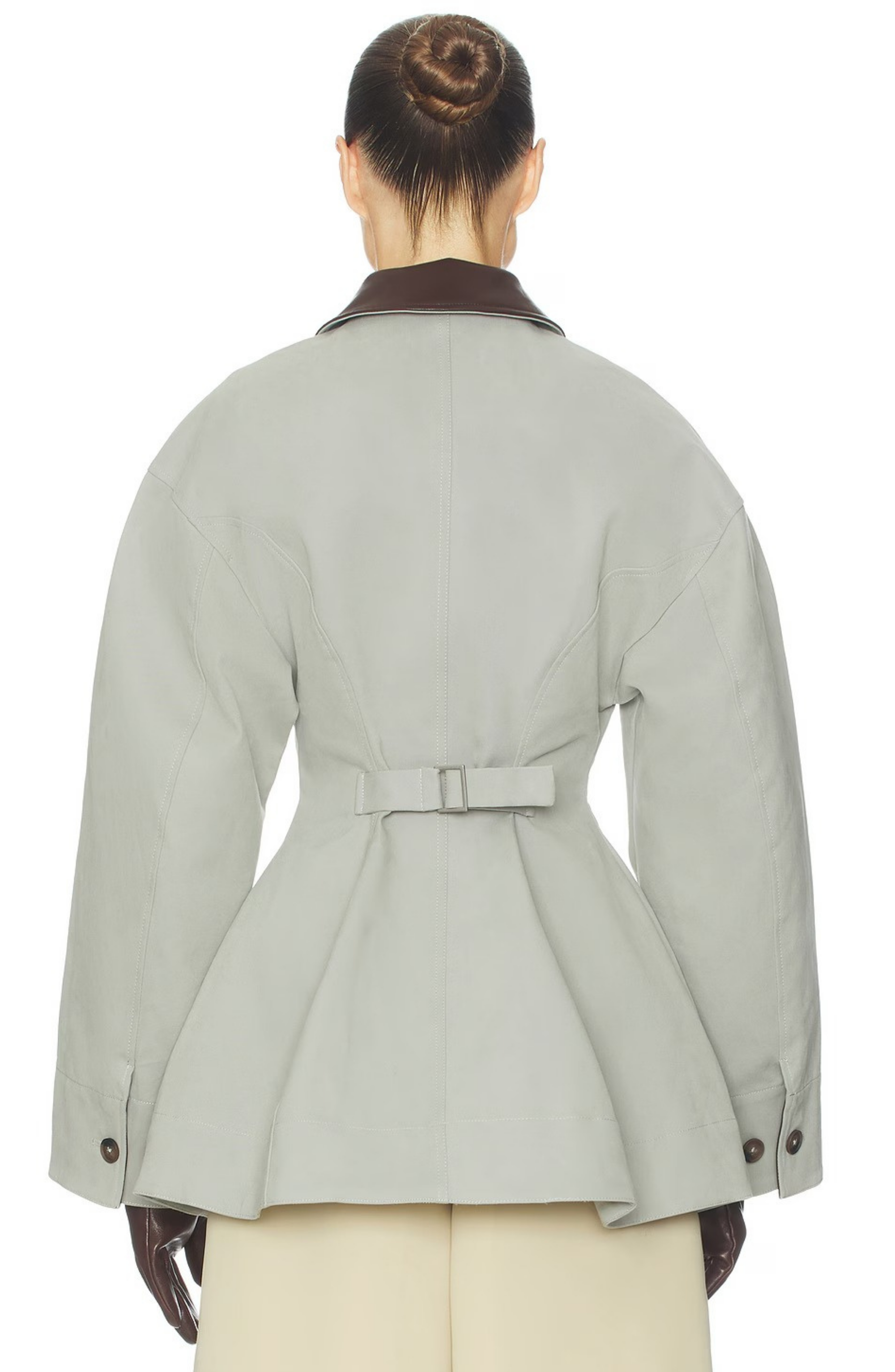 Light Grey Oversized cropped PU Jackey