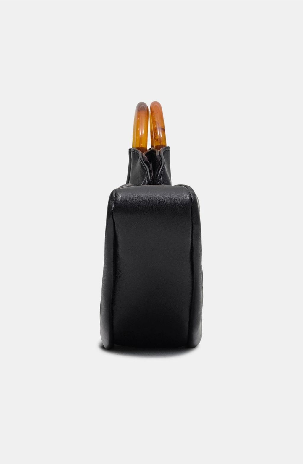 Pu Leather Acrylic Handle Ruched Bag