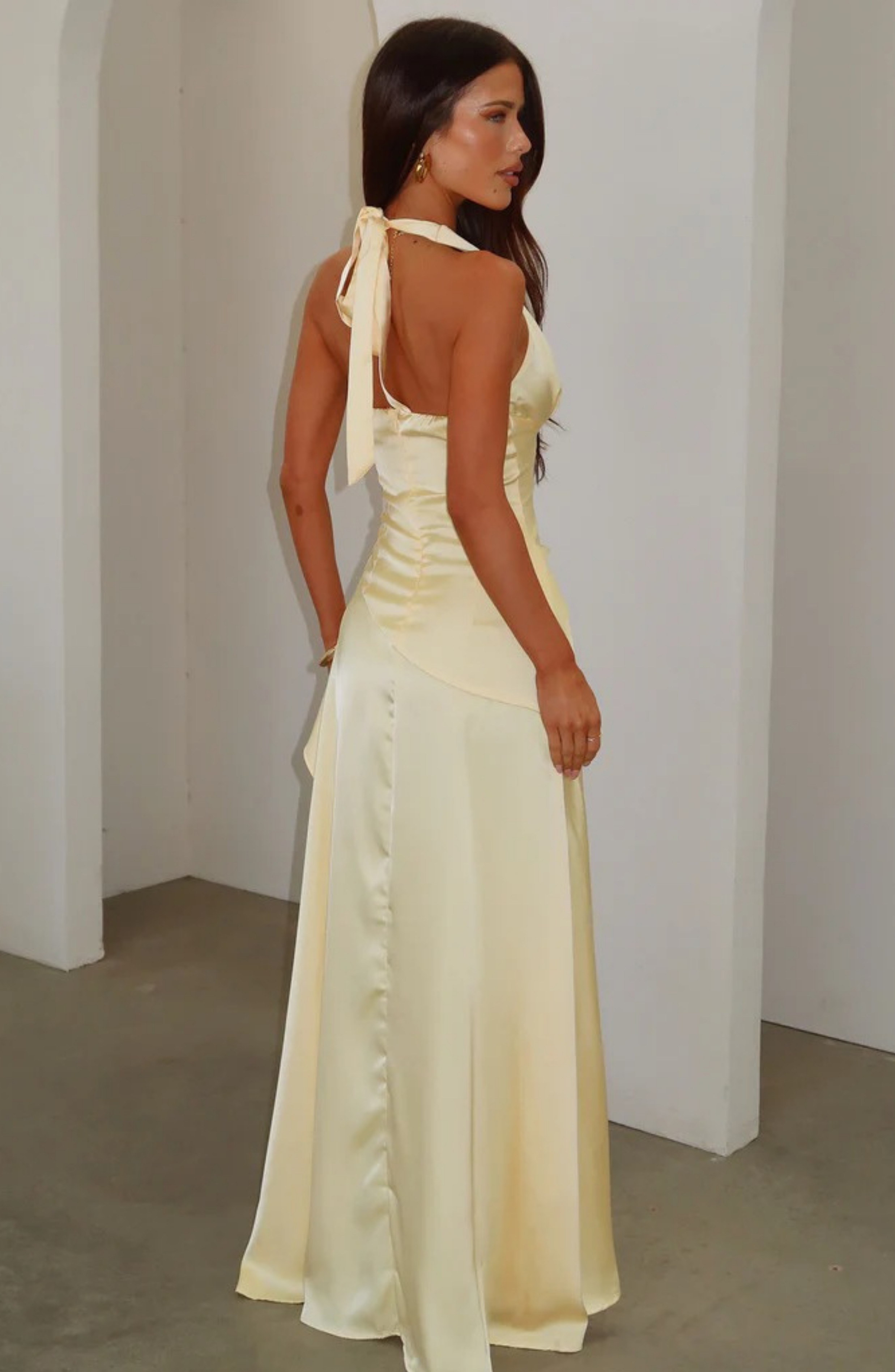 Luna Silk Gown Maxi Dress, Yellow / M Luna Silk Gown Maxi Dress, Yellow / M