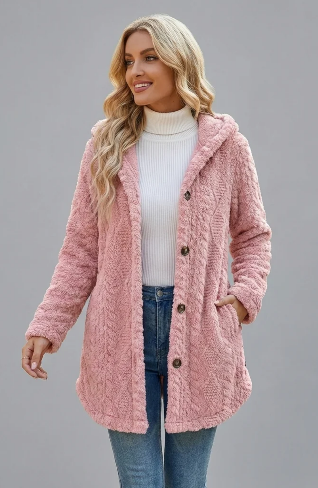 Long Hooded Wool Cardigan