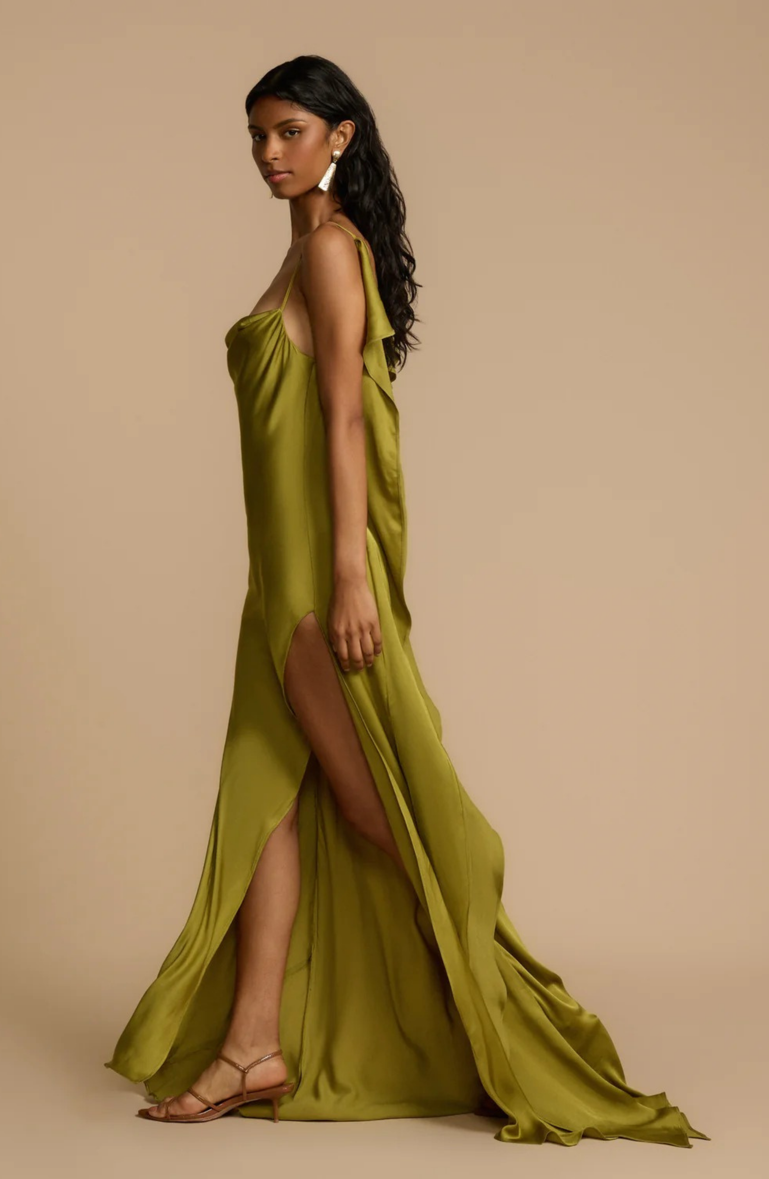 Satin Side High Slit Maxi Dress