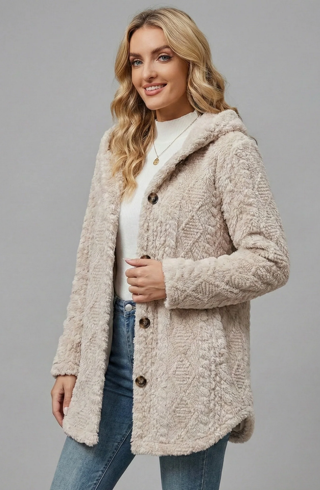 Long Hooded Wool Cardigan