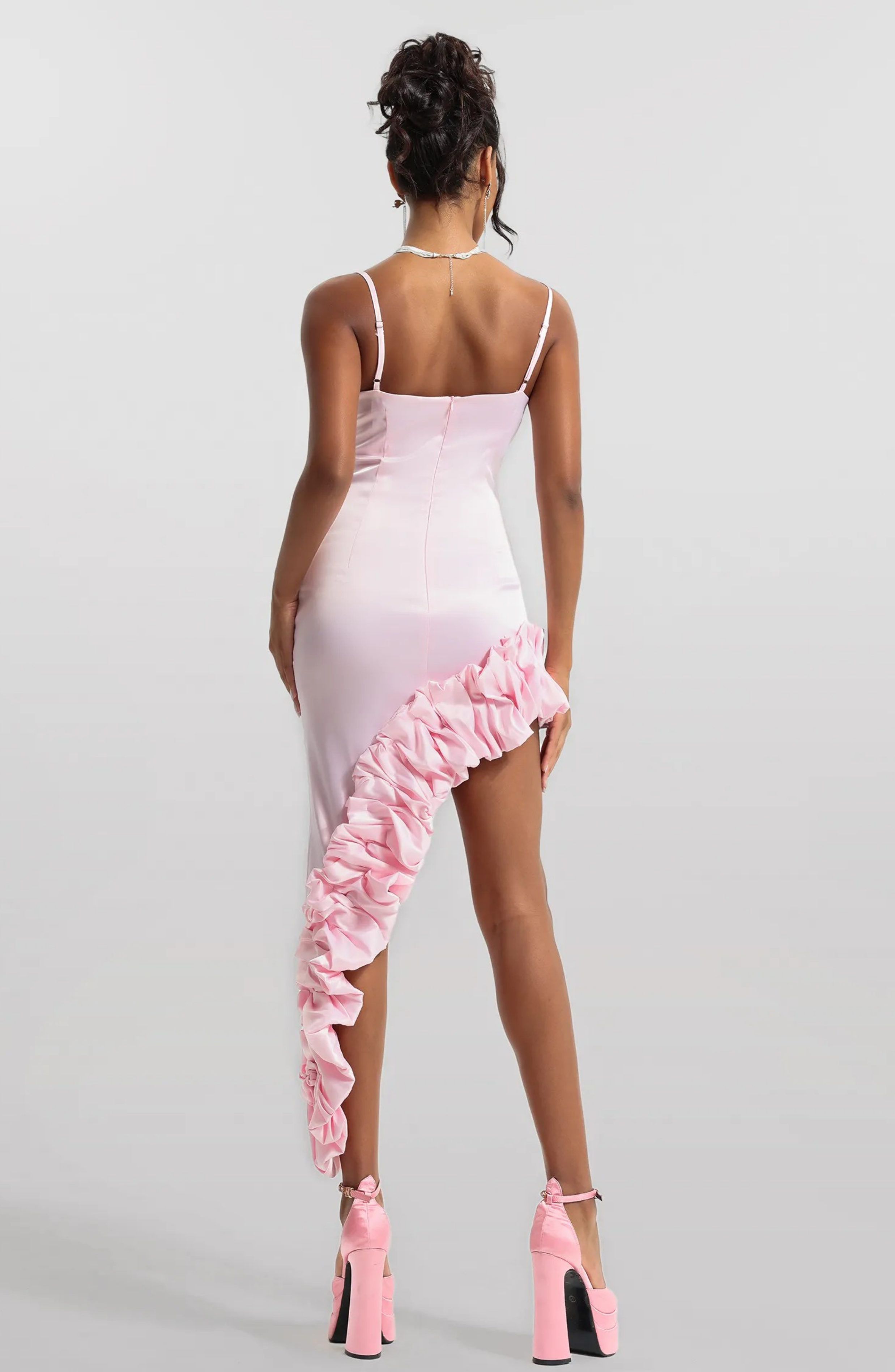 SOLID SLEEVELESS ARGARIC LACE MIDI GRESS