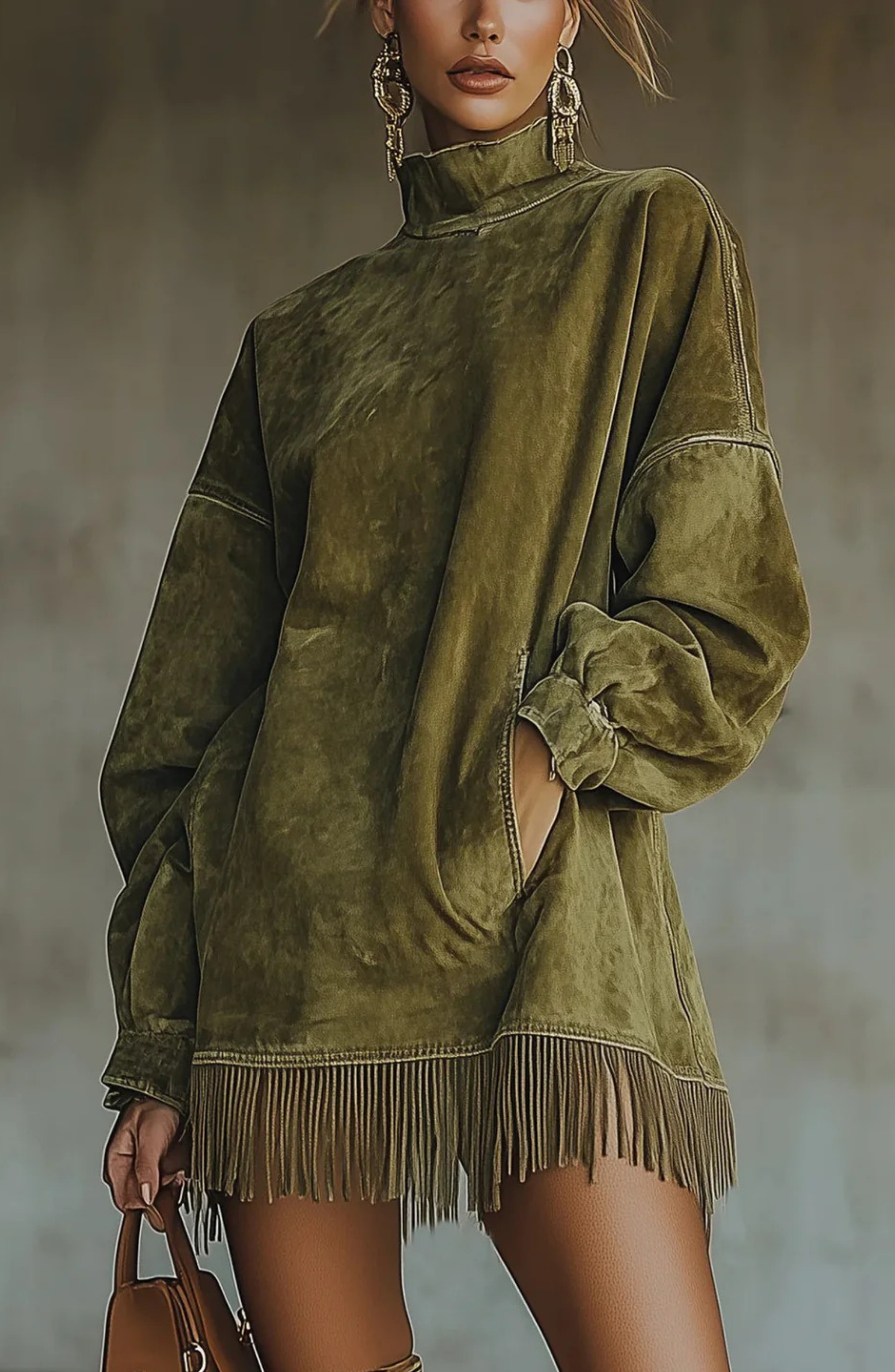 Suede Faux Oversized Dress