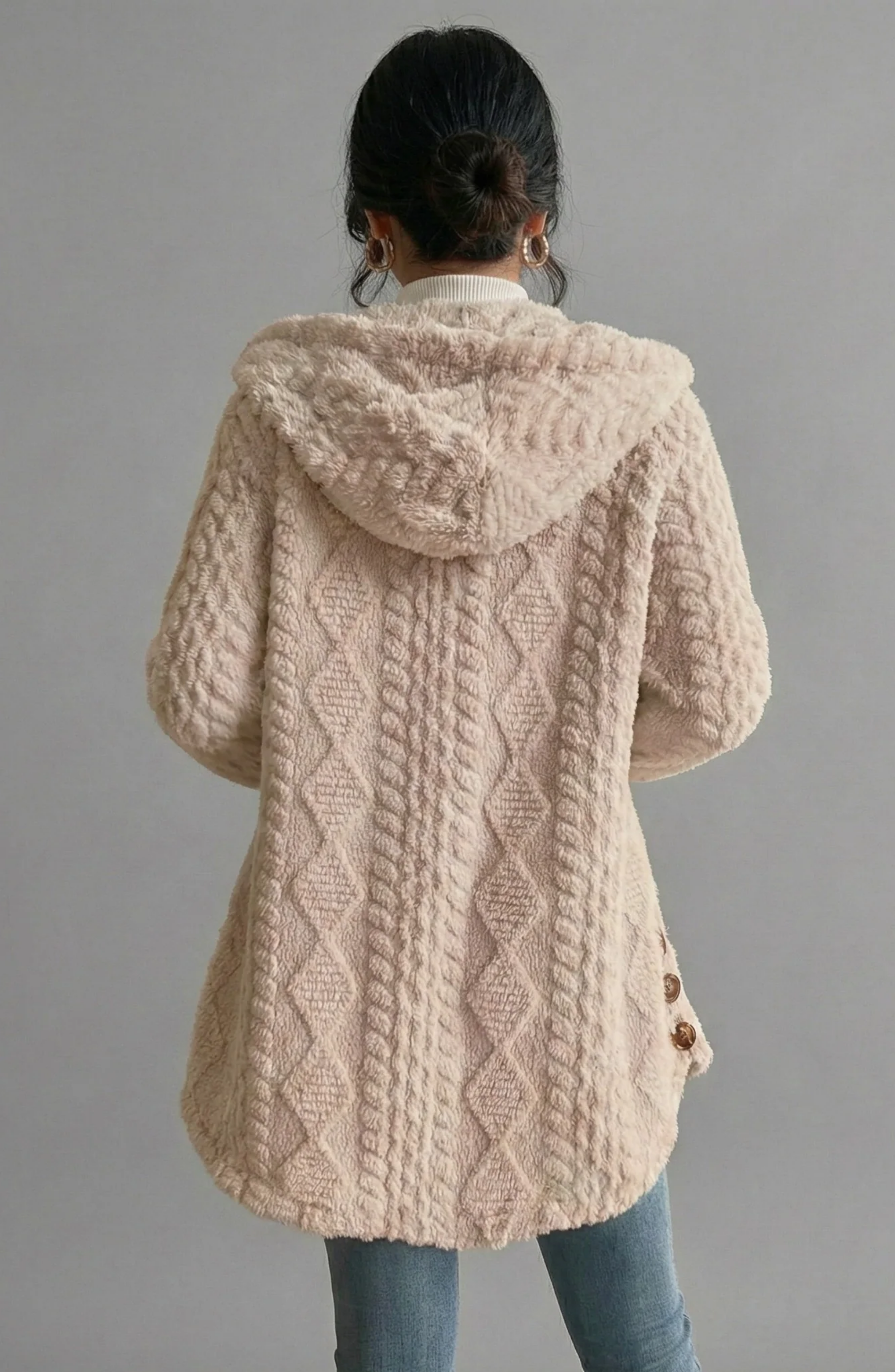 Long Hooded Wool Cardigan