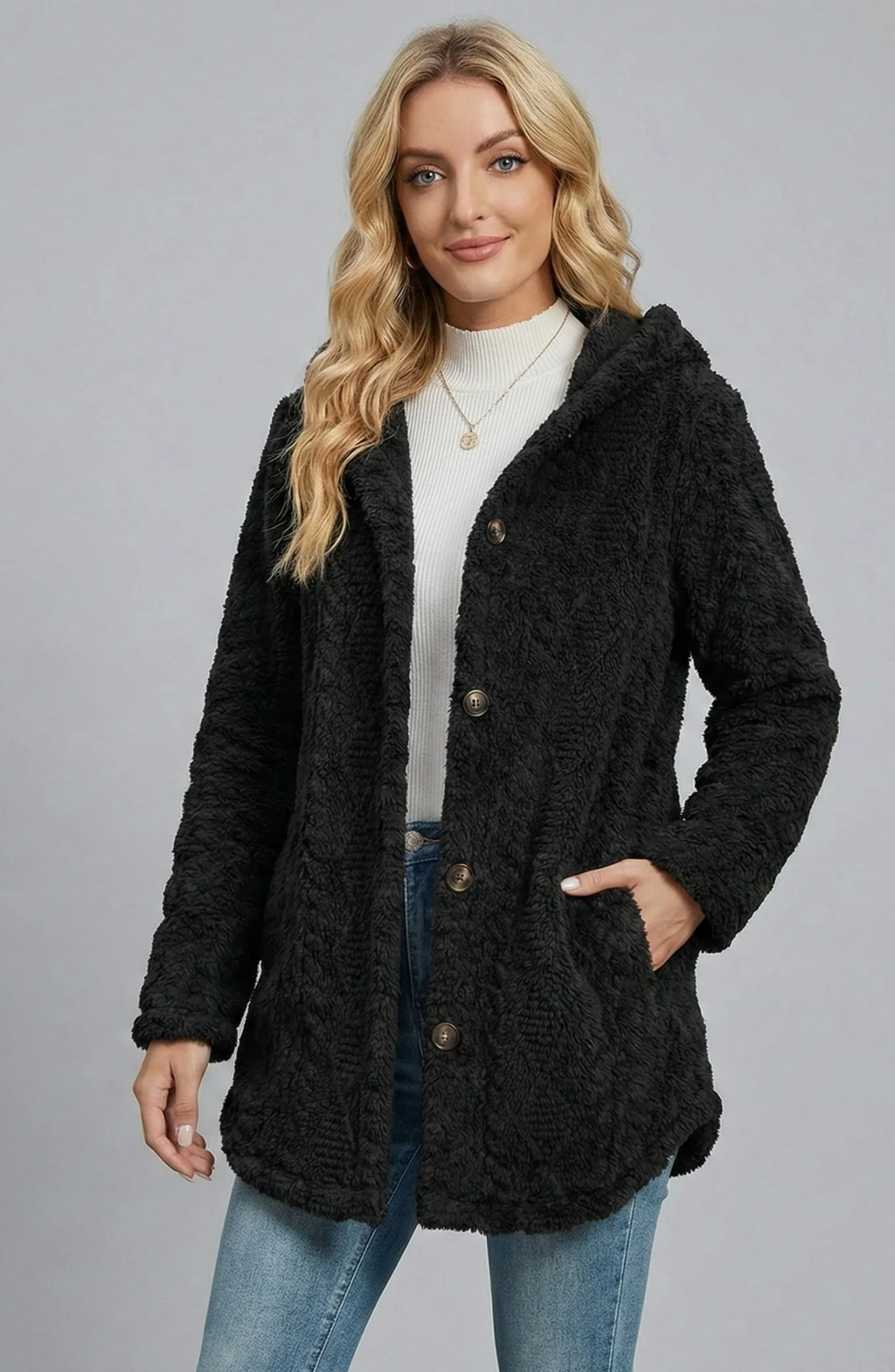 Long Hooded Wool Cardigan