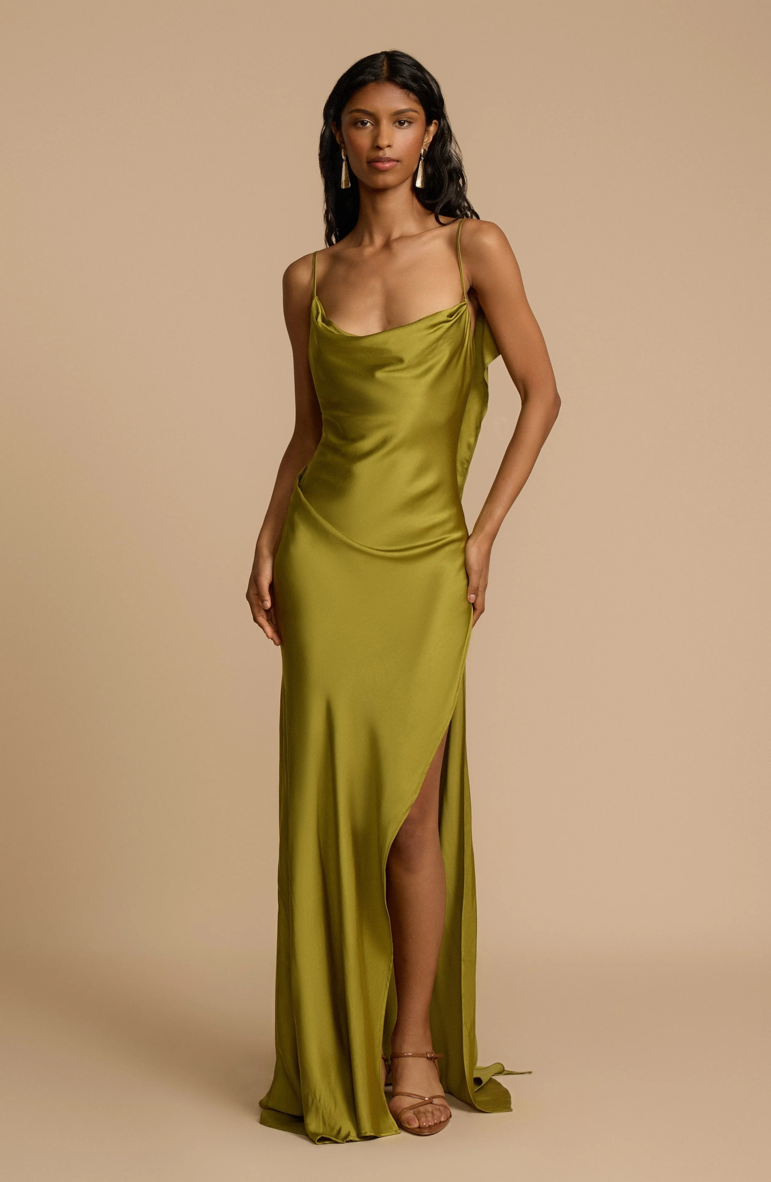 Satin Side High Slit Maxi Dress