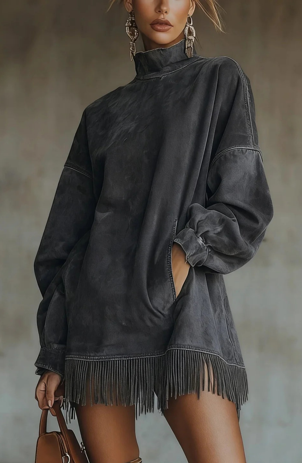 Suede Faux Oversized Dress