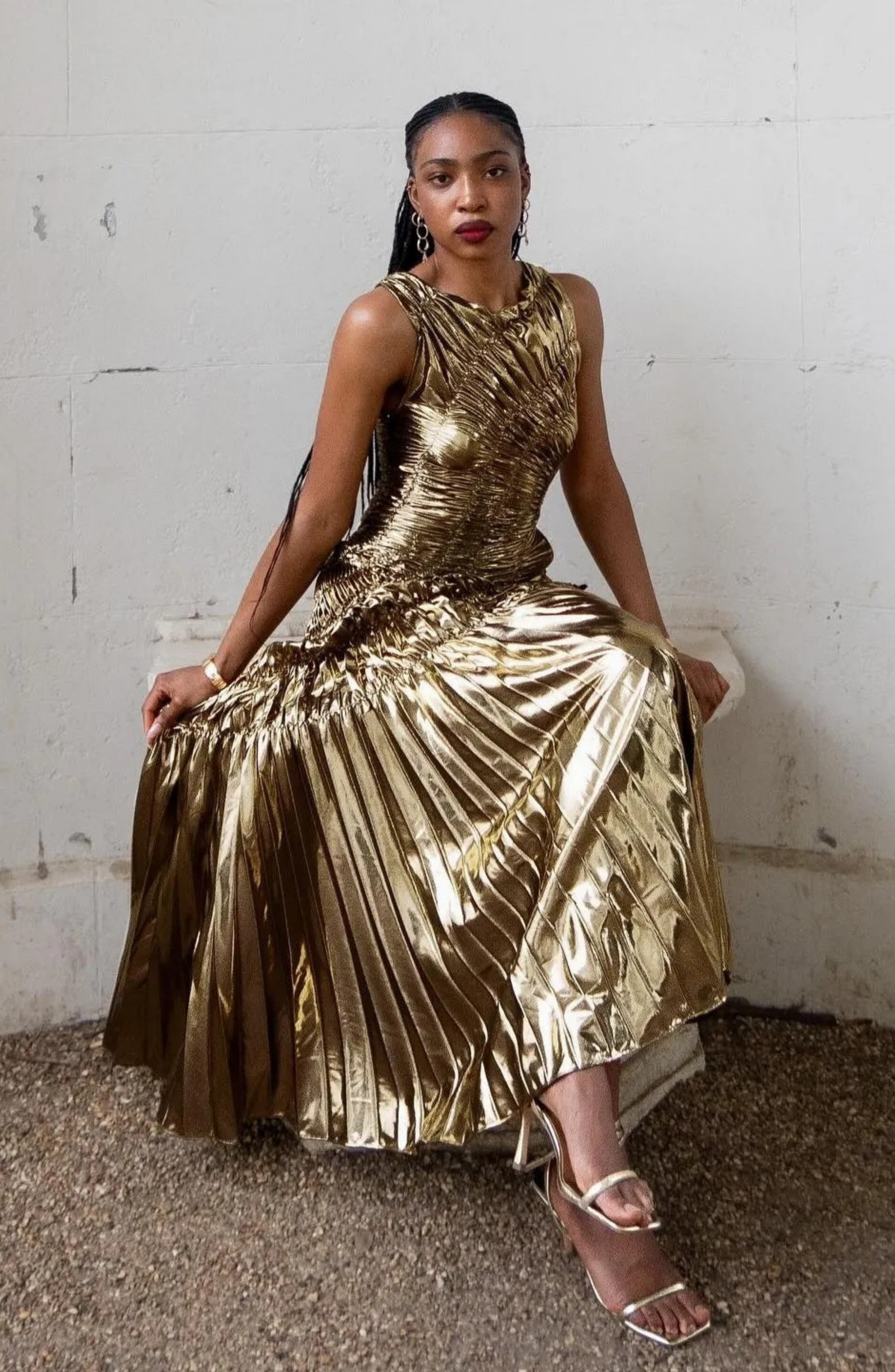 Fossil Dress Floor Length Metallic
